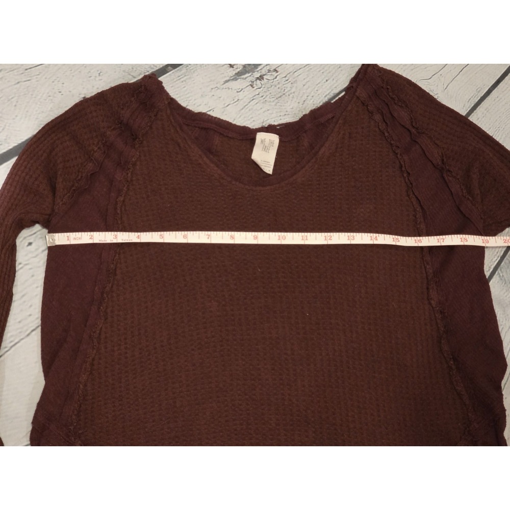 We The Free Thermal Waffle Knit Long Sleeve Tunic Top Oversized Maroon XS - Picture 6 of 9